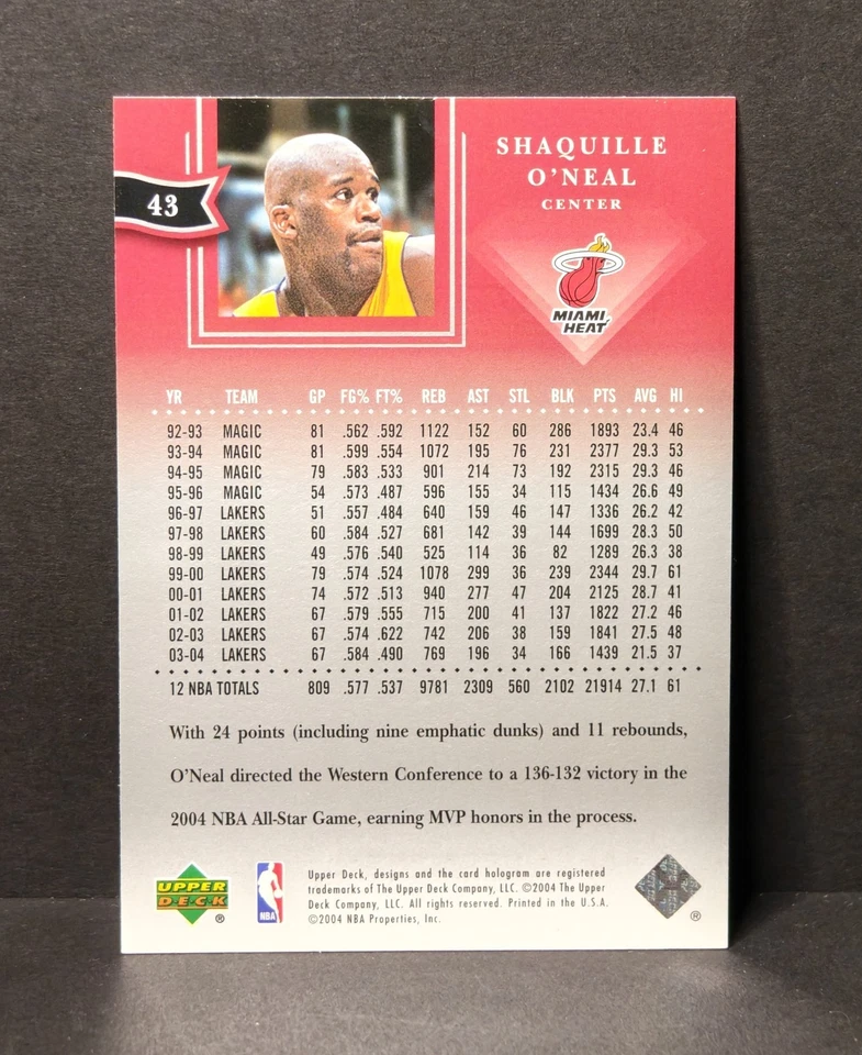 2004-05 Upper Deck All-Star Lineup SHAQUILLE O'NEAL #43 LA Lakers - Image 2 of 2