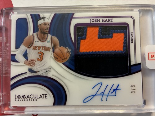 Josh Hart Patch Autograph Immaculate Knicks 3/3 Jersey Number Purple Sick Patch