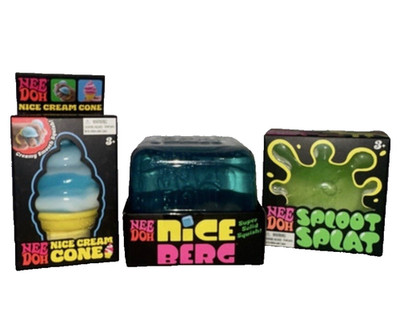 Schylling NeeDoh Nice Cream Cone BLUE Nice Berg GREEN Sploot Splat Squeeze Toys