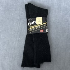 Vintage Hanes Premium Men's Traditional Crew Socks Black Acrilan Nylon 10-13 New