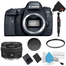 Canon EOS 6D Mark II DSLR Camera Body Only Basic Filter Bundle  Canon EF 50mm