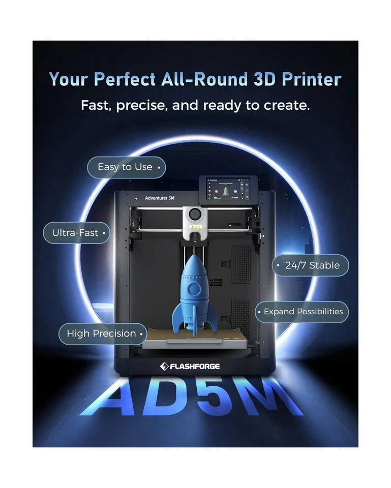FLASHFORGE 3D Printer AD5M, CoreXY 600mm/s High-Speed Printer with 1-Click Au... - Image 2 of 4