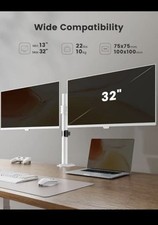 ErGear Dual Monitor Stand for 13 to 32 Inch Screens Full Motion Heavy Duty CM1 W