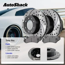 Front Rear Drilled Slotted Brake Rotors Ceramic Pads for Ford Explorer V6