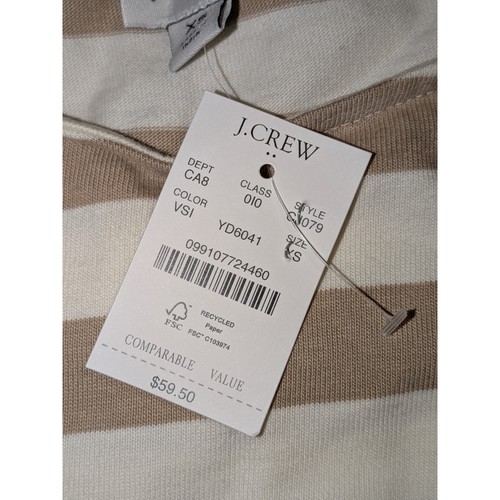 T-shirt J Crew a righe con dettaglio bottoni beige manica corta nuova con etichetta $60 - Foto 12 di 12