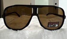 New GUESS Aviator Sunglasses GO00060 Double Bridge Matte Black Iridescent Brown
