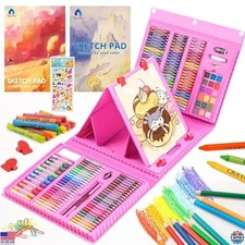 240-Piece Art Supplies Set for Kids, Drawing Kit with Easel, Sketch Pads,