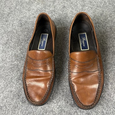 Y2K Bragano Men s 8.5 M Brown Leather Penny Loafers Slip-On Shoes Italy Preppy