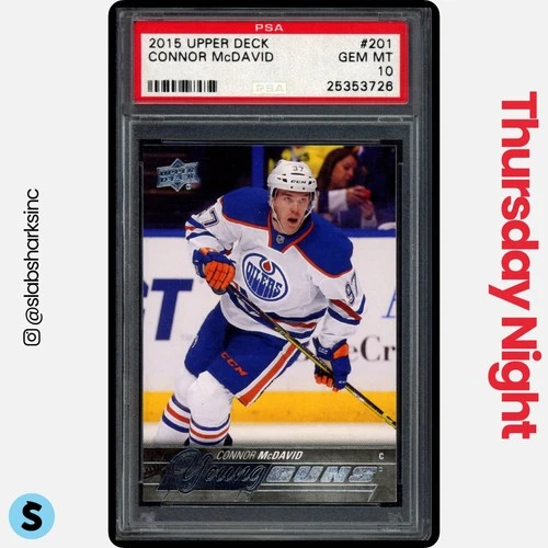 2015 UPPER DECK #201 CONNOR MCDAVID YOUNG GUNS RC ROOKIE PSA 10