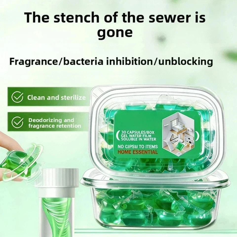 Product photo 8 of 8 — Bio-Enzyme Drain Deodorizer Capsules, Drain Odor Eliminator Pods