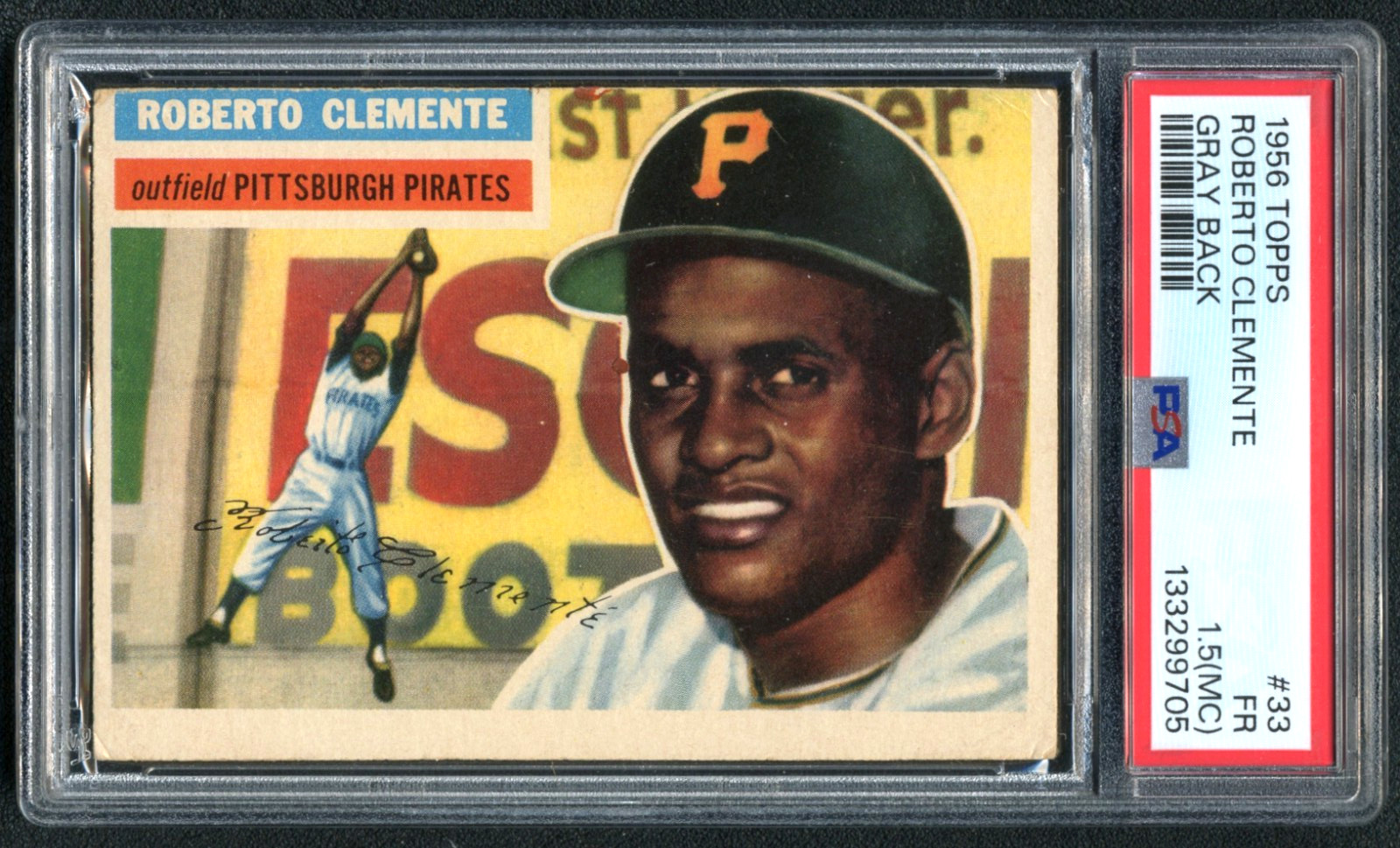 Roberto Clemente 1956 Topps PSA 1.5 (MC) Baseball Card Gray Back Vintage MLB #33 view 1