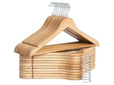 20 Pack Wooden Coat Hangers - Heavy Duty Natural Wood Clothes Hangers for Closet