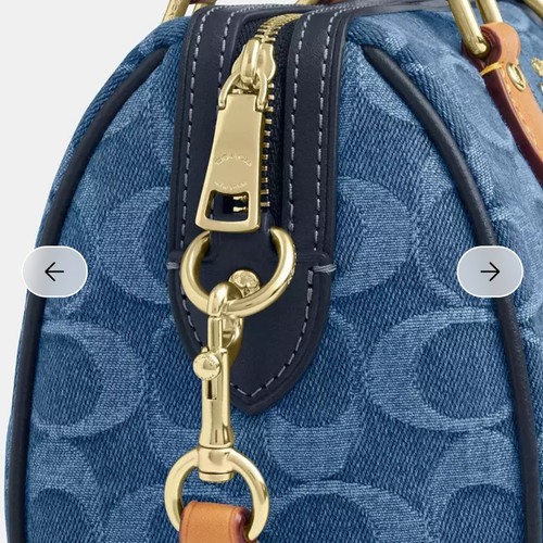 NUEVO CON ETIQUETAS COACH Mini Rowan Bandolera Firma Denim Logo Bolso de Mano CDQ36 - Imagen 7 de 9