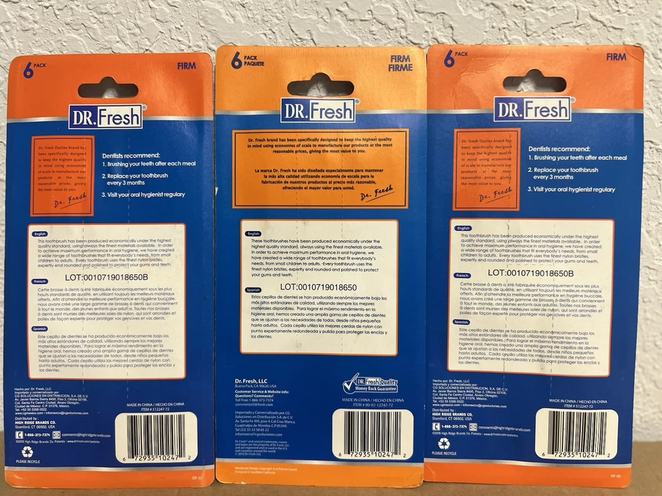 Dr. Fresh Escova de Dentes Pacote com 6 Lote Firme De 3 18 Escovas de Dentes no Total - Imagem 2 de 4