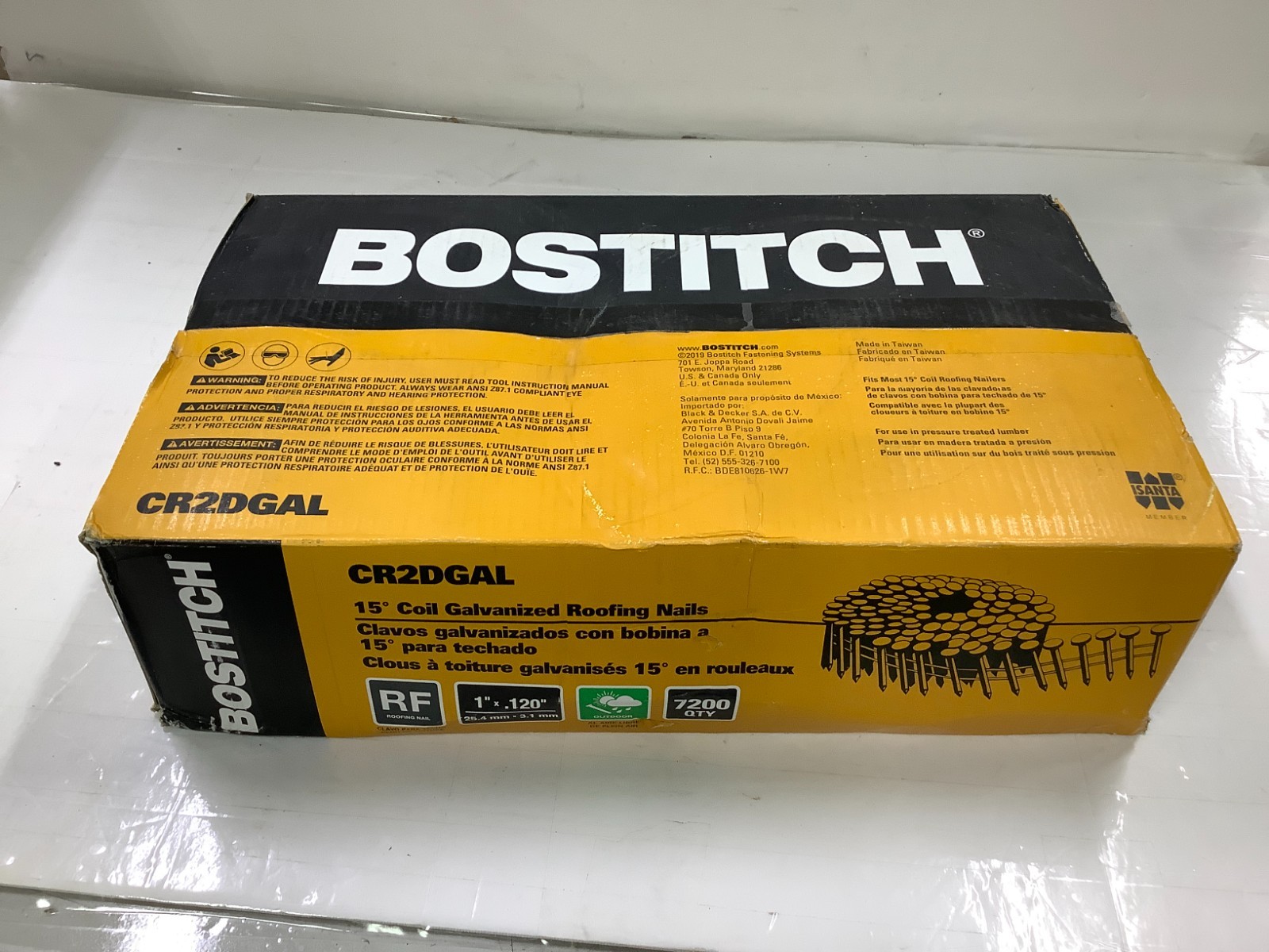 Bostitch&reg; CR2DGAL Galvanized 15&deg; Coil Roofing Nails, 1" Smooth Shank, 7200-Pack