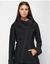 Anatomie S Lugano asymmetrical zip-front jacket in black softshell fabric Luxury
