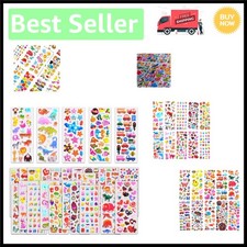 Assorted 1000 Puffy Stickers - Ideal for Kids' Crafts, Scrapbooking and Rewards