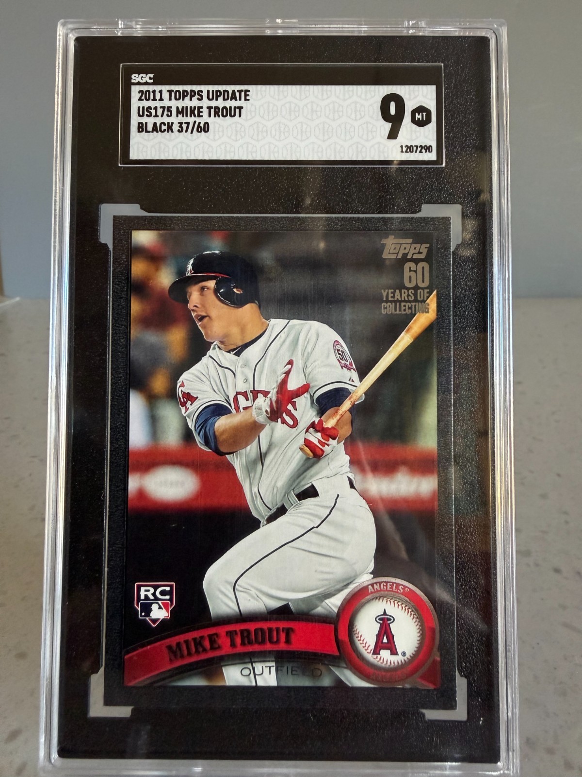 2011 Topps Update 'Black Border' Mike Trout #US175 RC serial'd /37/60 SGC Mint 9