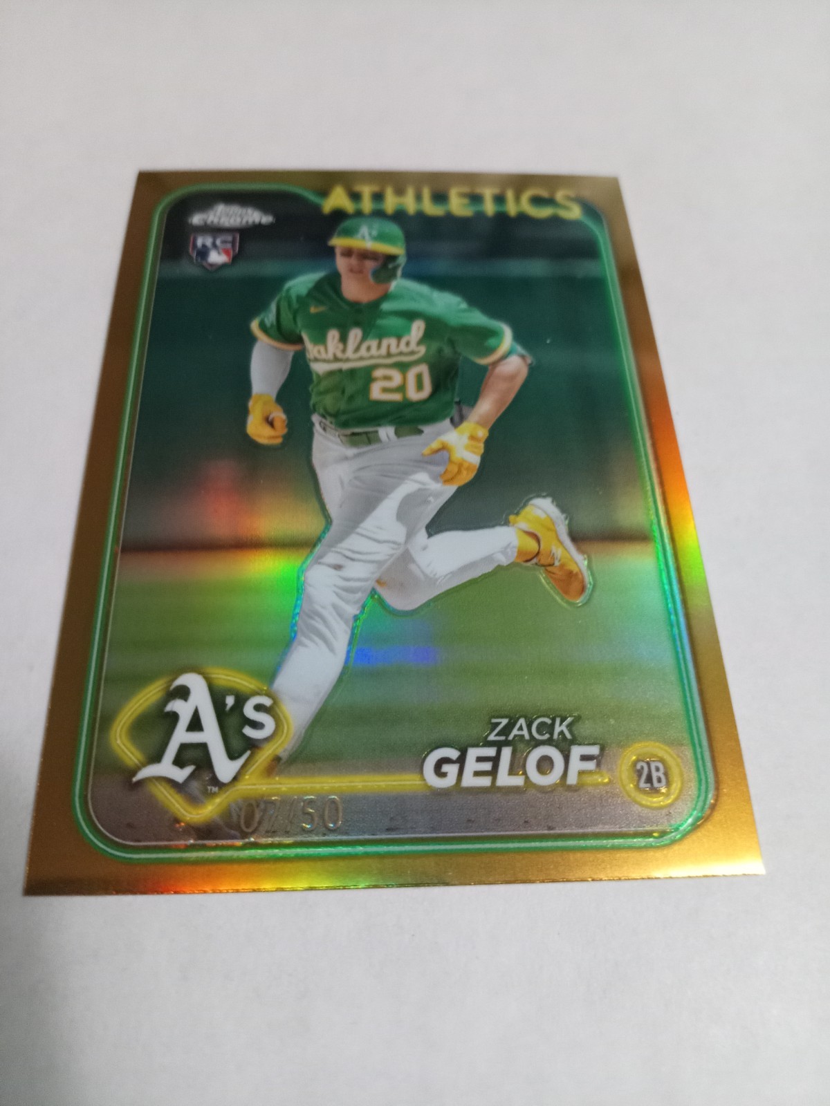 Topps 2024 Chrome Zack Gelof Oakland Athletics Gold Parallel Rookie #282 /50
