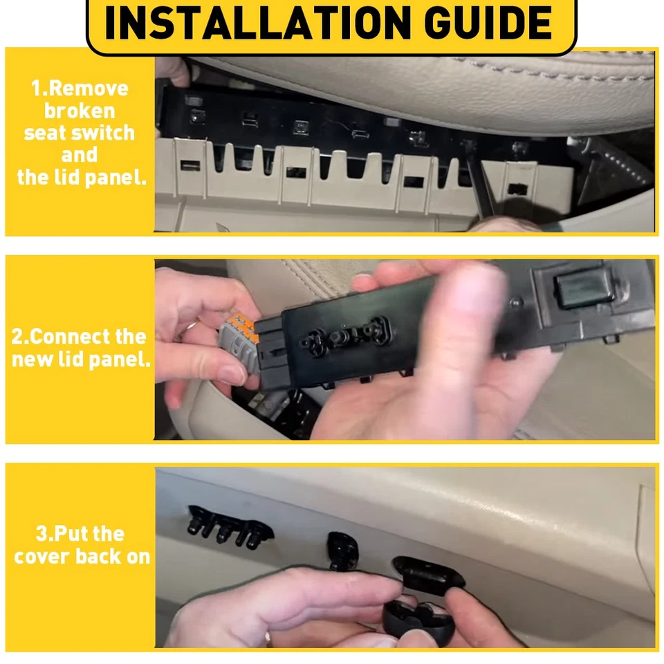 2SET For Ford Flex Power Seat Adjustment Control Switch Front Left Right Side - Image 2 of 4