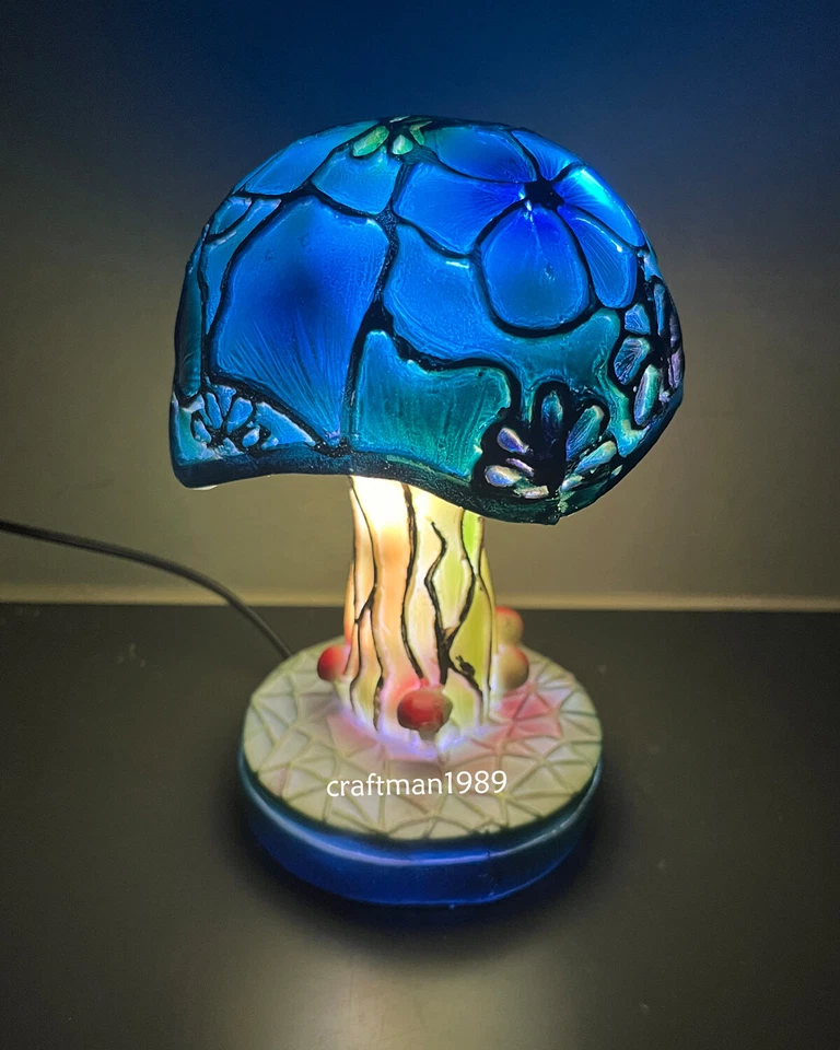 2 peças mini abajur de mesa vintage abajures de mesa cogumelo abajur de resina boêmia manchado - Imagem 4 de 4