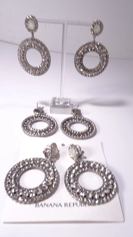 PENDIENTES CORONA CRISTAL ÓPALO PLATA BANANA REPUBLIC PARA MUJER NUEVOS CON ETIQUETAS $68 Foto 2 de 4