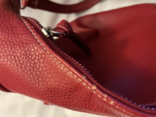 Tahari red shoulder bag (see last 3 pics for a few small flaws ) 13"x 10" x 7" - Picture 4 of 6