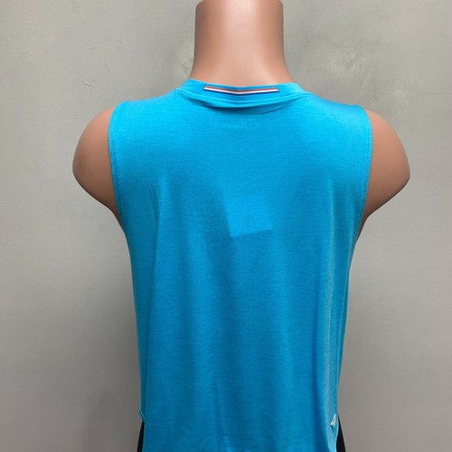 Fourlaps River Blue Crew Neck Micro Modal Workout Solid Curved Tank Top L $48 - Picture 5 of 8