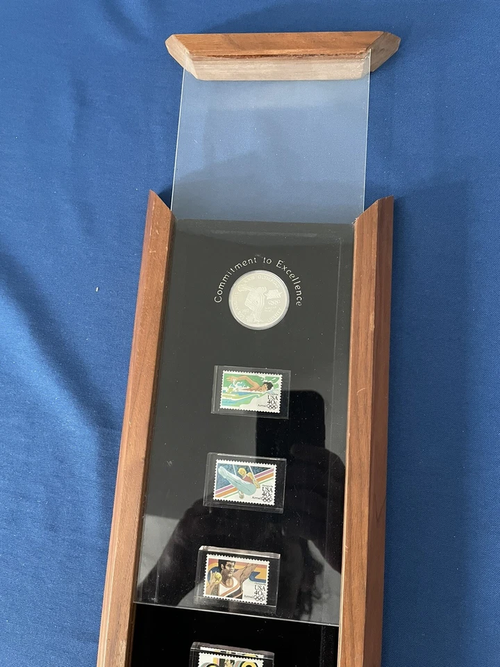 1984 LA Olympics Commemorative 1983-S Silver Dollar + USPS Stamps Plaque+ Progrm - Image 4 of 4