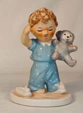 Little Boy and Bear Figurine Nursery Goebel Charlotte Byj Sleepy Head Vintage