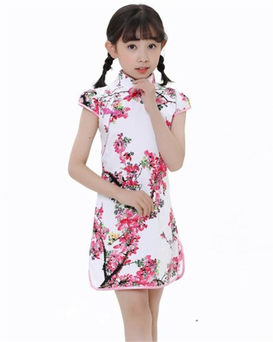 Teen Girl Chinese New Year Asian Traditional QIPAO Costume Tunic Summer Dress - Picture 16 of 17