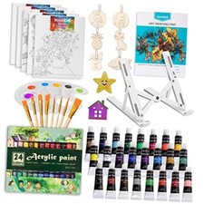 48 Piece Painting kit with 24 Acrylic 48 Piece Set 24 color acrylic paints