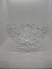 Tiffany & Co Crystal Joseph Riedel Large Weave Diamond Pattern Cut Glass Bowl F1