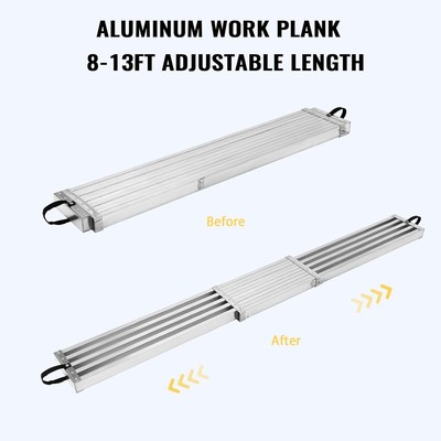 Aluminum Work Plank Telescoping 6-9ft/8-13ft/9-15ft 440lbCapacity Scaffold Plank