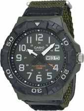 Casio MRW210HB-3BV, Men's Green Nylon Band, Oversized, 100 Meter, Day/Date, NEW