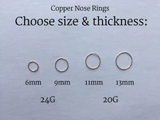 Copper Hoop, Small Hoop, Handmade Jewelry, Hoop Nose Rings, Nose Ring