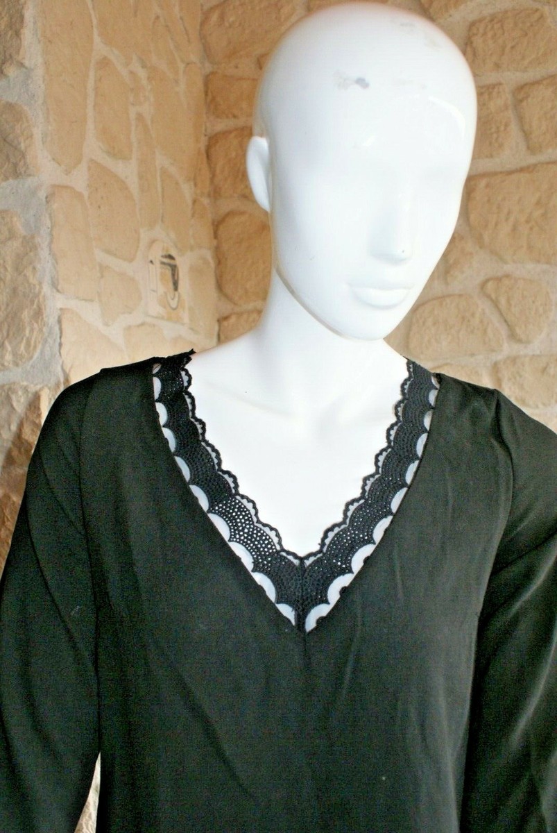 Robe noire élégante en polyester et polyamide neuve (Neu (gemäss