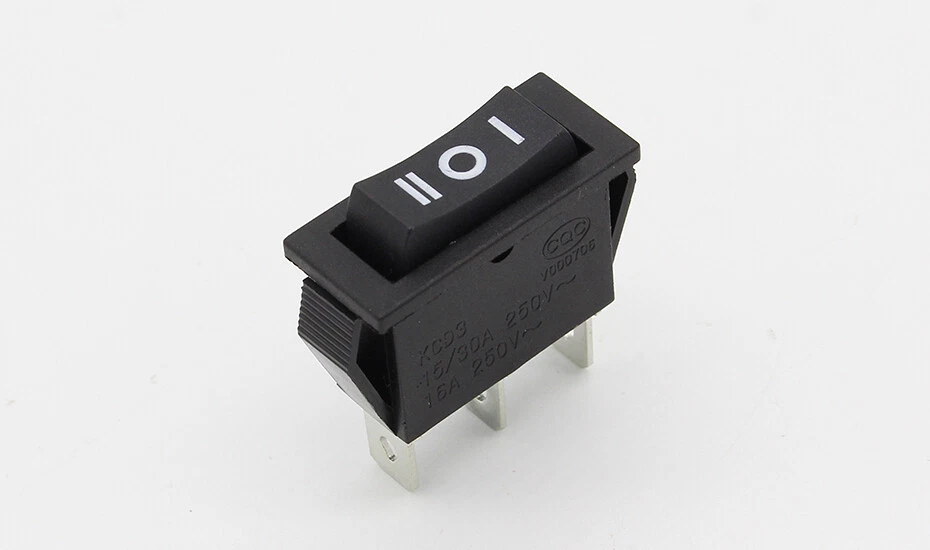 Interrupteur KCD3 à Bascule Noir 3 Positions 3 Broches SPDT ON / OFF / ON - Photo 2/4