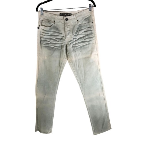 Social Collision Mens Faded Acid Wash Slim-Fit Jeans Button Fly Goth Punk 32x32 - 第 1/5 張圖片