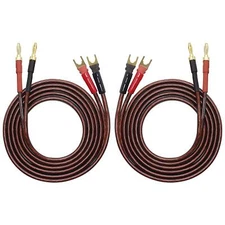 XMSJSIY HiFi OFC Speaker Wire with Spade Plug to Banana Plug Speaker Jumper C...