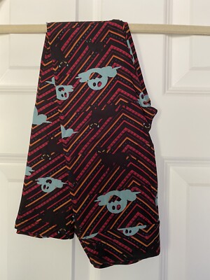 NWT Lularoe Halloween Chevron Ghosts Black Cats Kids L/XL Leggings Black