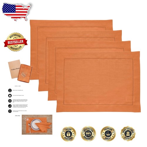 Handcrafted Pumpkin Linen Placemats 19"x14" – Perfect for Fall and Thanksgiving