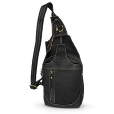 Dimarcy Leather Sling Bag Crossbody Casual Daypack Backpack Chest Shoulder Bag