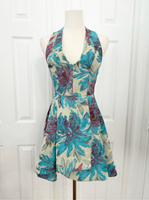 Alice + Olivia Tanner Racerback Floral Brocade Metallic Fit Flare Mini Dress 0