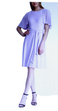 Lauren Ralph Lauren Lavender Lilac Midi Flutter Sleeve Womens A Line Dress 12