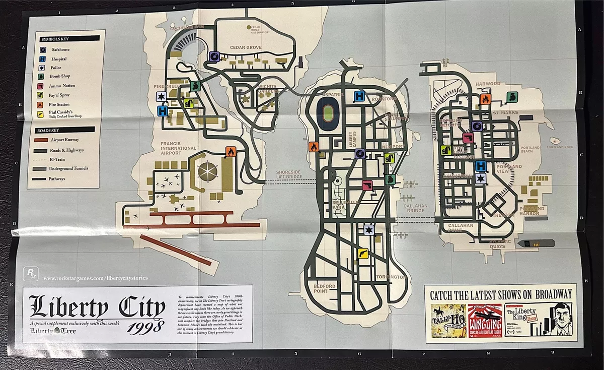 Grand Theft Auto Liberty City Stories Map Video Game Poster