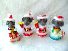 Gray Mouse Felt Christmas Ornaments Lot  4  WIRE GLASSES  SANTA CLOTHES  3"