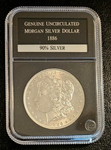 Mint State 1886 BU Morgan Silver Dollar PCS Coins Slabbed - Genuine Uncirculated