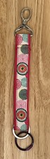 Multi Color Fabric Key Ring Keychain Floral Hot Pink Key Fob Heavy Duty Metal