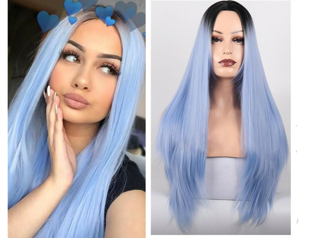 ✨Blue ombré wig *NWT* ✨ Amazon.com: HANNE Long Blue Wavy Wigs for Women 26 Inch  main image 2